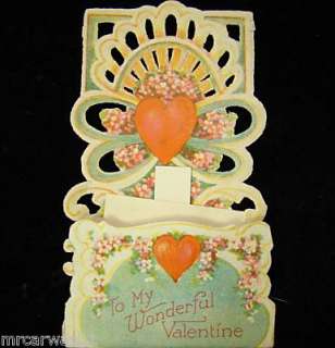 GERMAN ANTIQUE CARD FOLD OUT VALENTINES DAY 1920 30S  