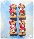 Valentine Lollipop Bear Polymer Clay Beads by BY
