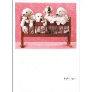  Yellow Lab Puppies in Crib New Pet Card Baby
