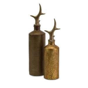  Hazen Bottle With Horn Stopper   Set of 2 