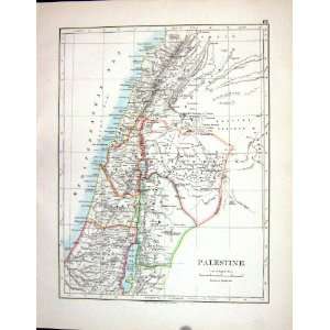  Johnston Antique Map 1898 Palestine Samaria Galilee Red 