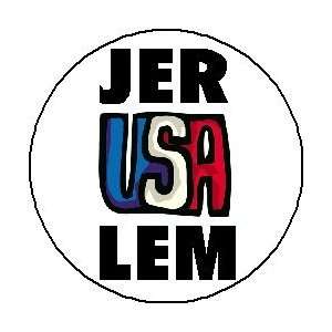   USA  LEM ~ JERUSALEM 1.25 Magnet ~ Pro Israel USA America United 
