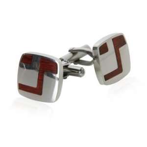   Wood Stainless Steel Cufflinks with Artistic Design by Cuff Daddy