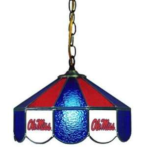 Mississippi Rebels 14 Stained Glass Hanging Lamp  Sports 
