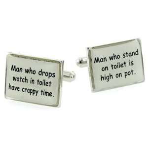 Rhodium plated novelty quirky Proverb cufflinks with presentation 