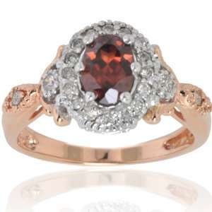   14K Rose Gold Earthtoned Natural Zircon & Diamond Ring   SIZE 9