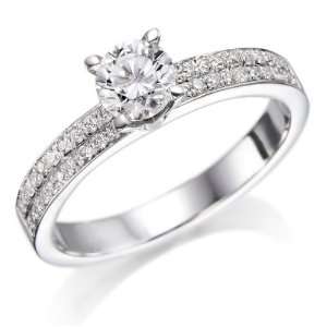 Diamond Engagement Ring in 14K Gold / White   IGI Certified, Round, 0 