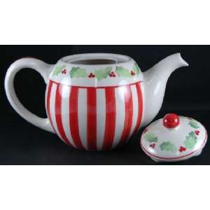  Andrea by Sadek Red White Holly Berries Teapot Tea Pot 