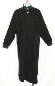 BLACK WOOL Women Austria Winter Dress LONG Over COAT XL  
