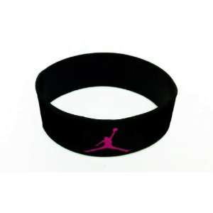   Jordan Sport Silicone Wristband Bracelet   BLACK / PINK Jumpman Logo