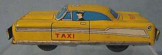   Vintage Japan Small PLYMOUTH Friction Tin YELLOW TAXI CAB Car Auto Toy