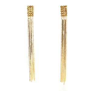    Modern Gold Earrings with Round Cut Honey Rhinestones Jewelry