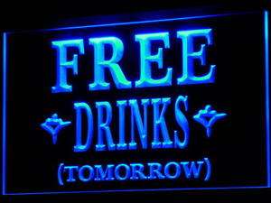 i649 b FREE DRINKS TOMORROW Beer Bar Neon Light Sign  