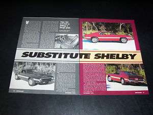 1969 FORD SHELBY GT350 351W MUSTANG CAR ARTICLE MINT  