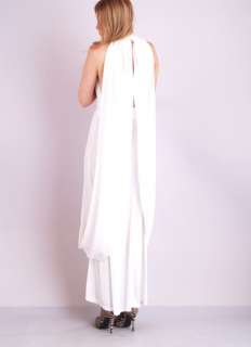  White GRECIAN GODDESS Draped Angelic PLUNGING Wedding Maxi Gown DRESS