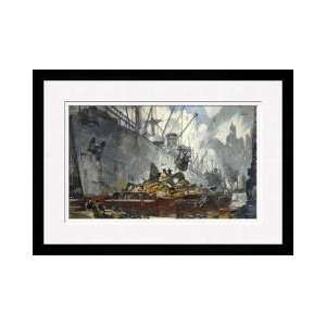  Men Unload Scrap Metal From A Ship Framed Giclee Print 