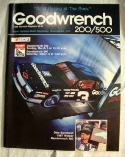 1988 Goodwrench 200/500 Nascar Program, Dale Earnhardt  