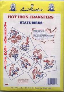 United States State Birds Hot Iron on Embroidery Transfers