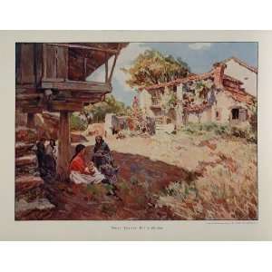  1912 Village Asturia Spain Manuel Ramirez Engraving 