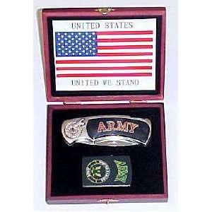  United States Army Pocket Knife and Lighter Collector Set 