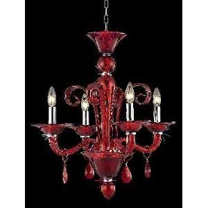 Muse Collection 4 Light 23ö Red Murano Style Glass Crystal Mini 