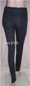 BEBE DENIM BIKER PULL ON LEGGINGS ZIPPER ANKLES S, XS  