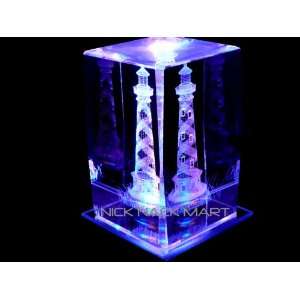  LIGHTHOUSE S1 3D LASER ETCHED CRYSTAL with DISPLAY LIGHT 