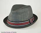 Mens Summer Fedora Black /Stripe Band CubanStyle Upturn Short Brim Hat 