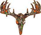 Camo Orange Deer Skull S4 Vinyl Sticker Decal Hunting whitetail trophy 