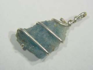 BUTW Sterling Silver Wire Wrapped Unpolished Natural Aqua Marine 