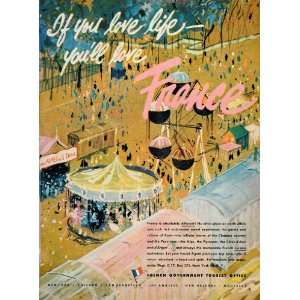  1954 Ad France Tourist Office Cuisine Wine Travel Paris 