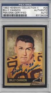 Billy Cannon Autographed 1992 Heisman Collection Card PSA/DNA Slabbed 