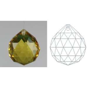   lead Crystal Ball Prism   1.57 Yellow Suncatcher 