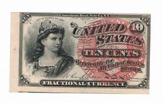United States 1863 10 Cents Fractional Note Liberty CCU  