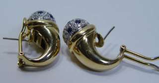 Italy Antonini 18K Gold Sapphire Diamond Earrings  
