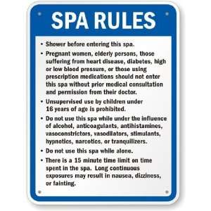  New Jersey Spa Rules Sign Aluminum, 24 x 18 Office 
