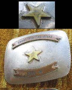 Vtg 1985 86 POLICE UNION NICKEL SILVER BELT BUCKLE SHOOT FOR THE STARS 