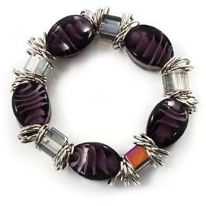  Purple Glass Bead Flex Bracelet Jewelry