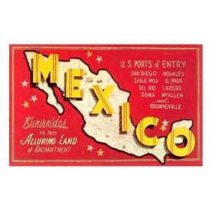  Map of Mexico Premium Poster Print, 18x12