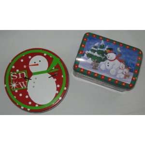   Snowman Christmas Holiday Tin for Crafts or Cookies 