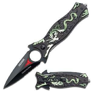 Spring Assist   Legal Automatic Knife   Dragon Dagger   Green 