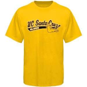  UC Santa Cruz Slugs Gold Logo Script T shirt Sports 