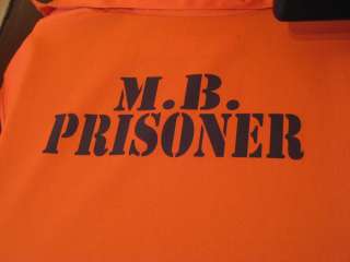 CUSTOM PRINTED Jail Inmate Orange Jumpsuit Costume  