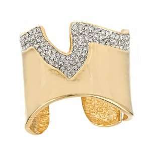 Kenneth Jay Lane   Polished Gold Cuff with Rhinestones