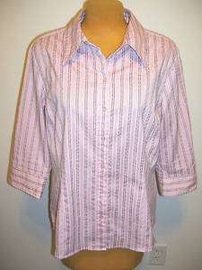 APT. 9 Size XL cotton/polyester/spandex pink striped blouse  
