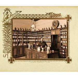 1893 Etching Ain Tab Gratuitous Pharmacy Gaziantep   Original Etching