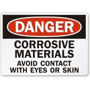 Danger Corrosive Materials Avoid Contact With Eyes Or Skin Plastic 
