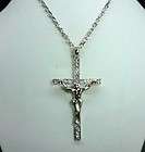 Large White Crystal Rhinestone Jesu Holy Cross Holy Necklace Free 