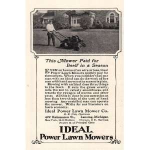  Print Ad 1925 Ideal Power Mowers Mower Paid for Itself 