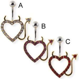   with yellow jeweled heart with devil horns and tail, pink   B Jewelry